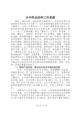 乡年终总结和工作思路