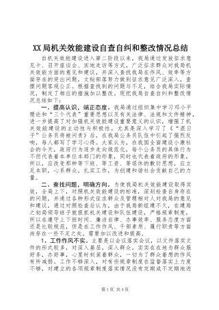 XX局机关效能建设自查自纠和整改情况总结