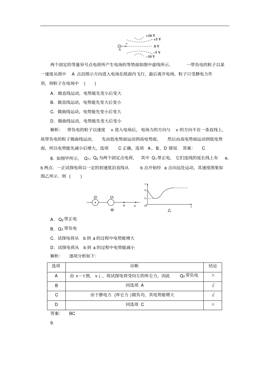人教版选修14电势能和电势作业_第3页