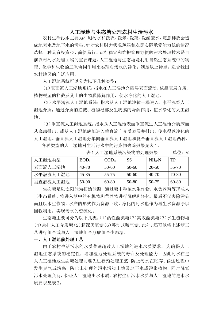 人工湿地处理农村生活污水_第1页
