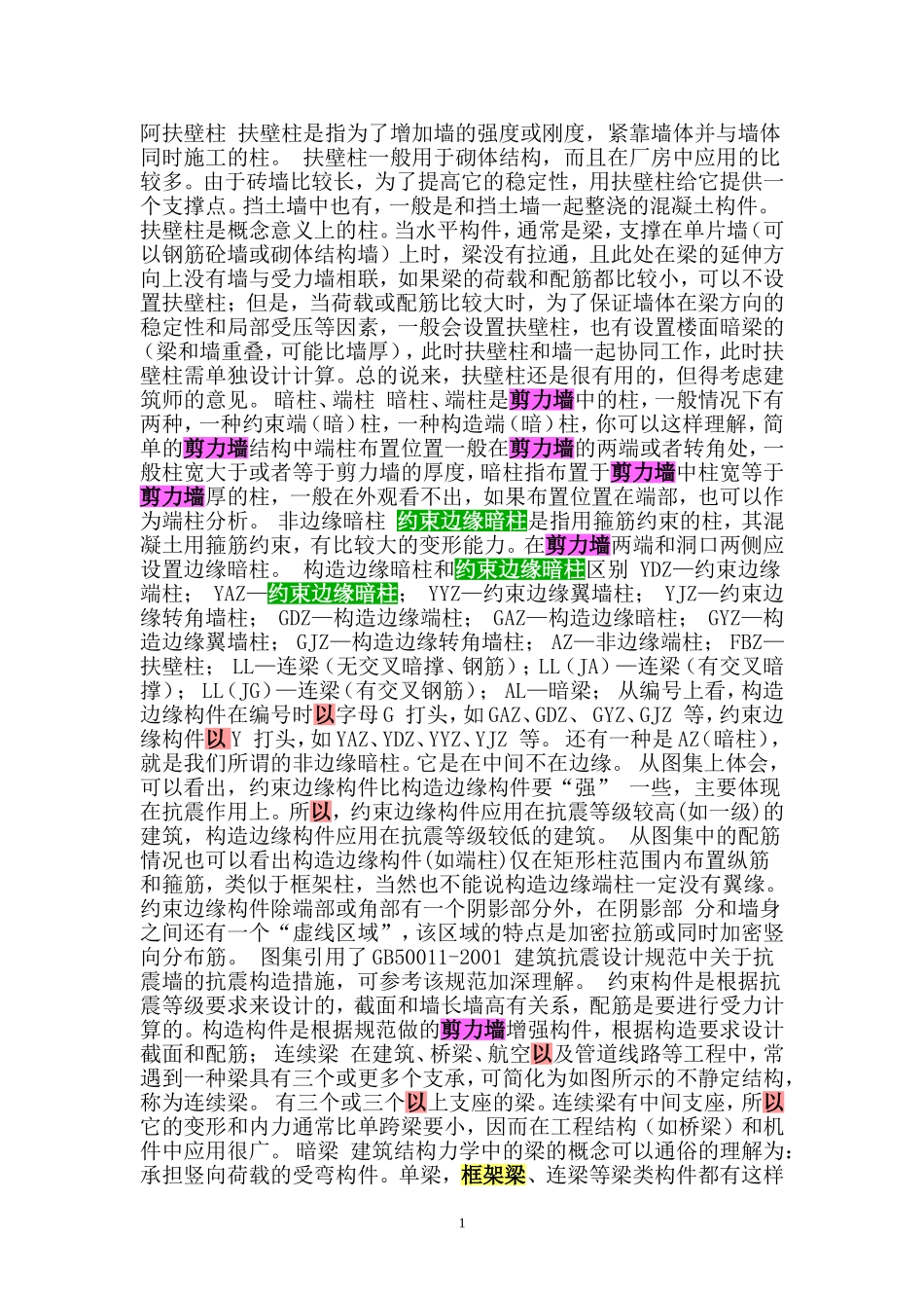 扶壁柱、暗柱等剪力墙构件的区别_第1页