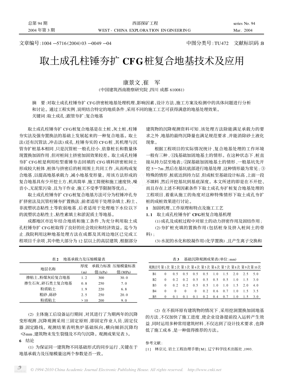 取土成孔柱锤夯扩CFG桩复合地基技术及应用_第1页