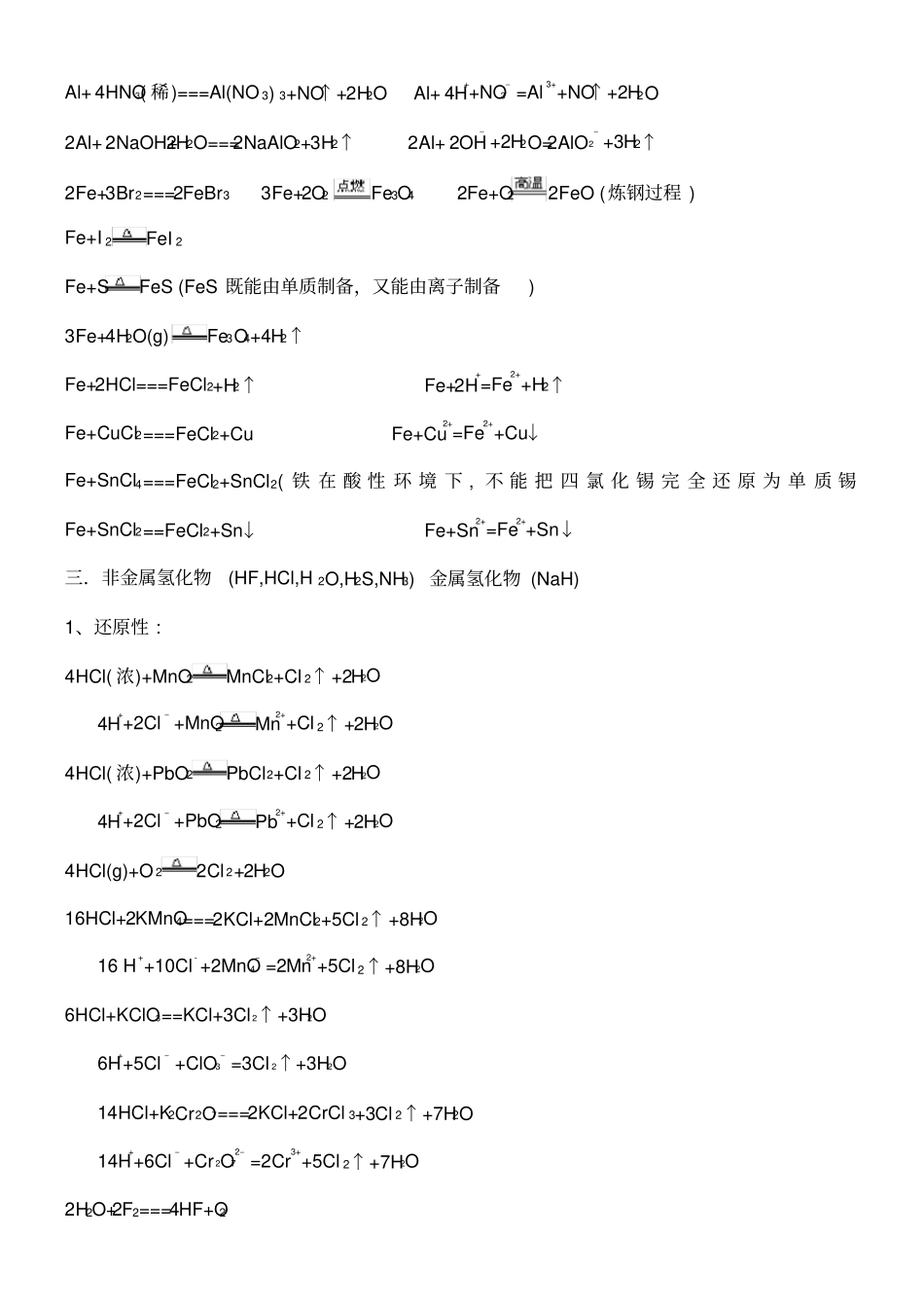人教版高中化学方程式大全_第2页
