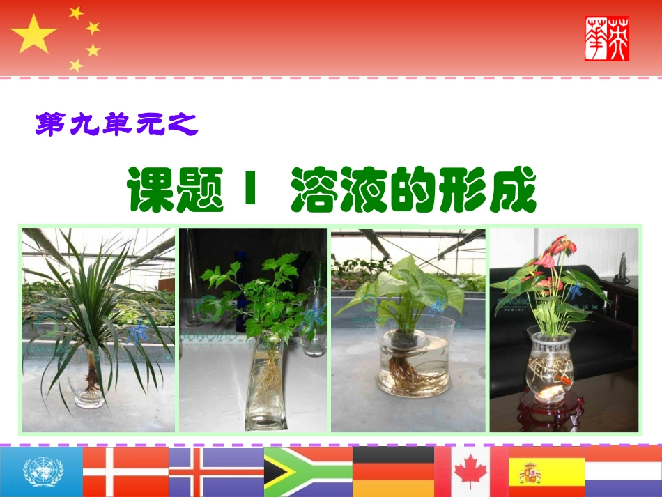 初中三年级化学下册第九单元溶液课题1溶液的形成第一课时课件_第1页