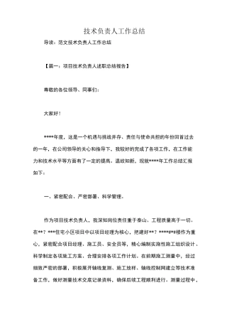 技术负责人工作总结_1