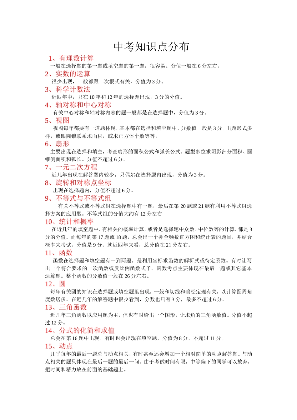 中考知识点分布_第1页