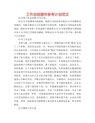 工作总结暨年参考计划范文 