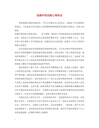 低碳环保实践心得体会 