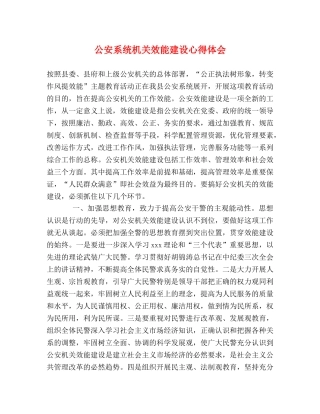 公安系统机关效能建设心得体会 