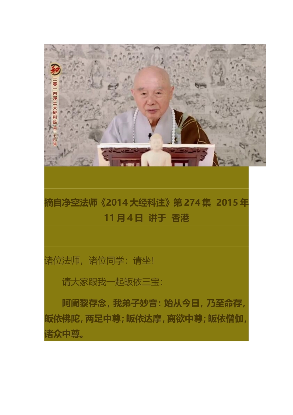 净空法师：无量寿经一千遍,黄年老的注解三十遍_第1页