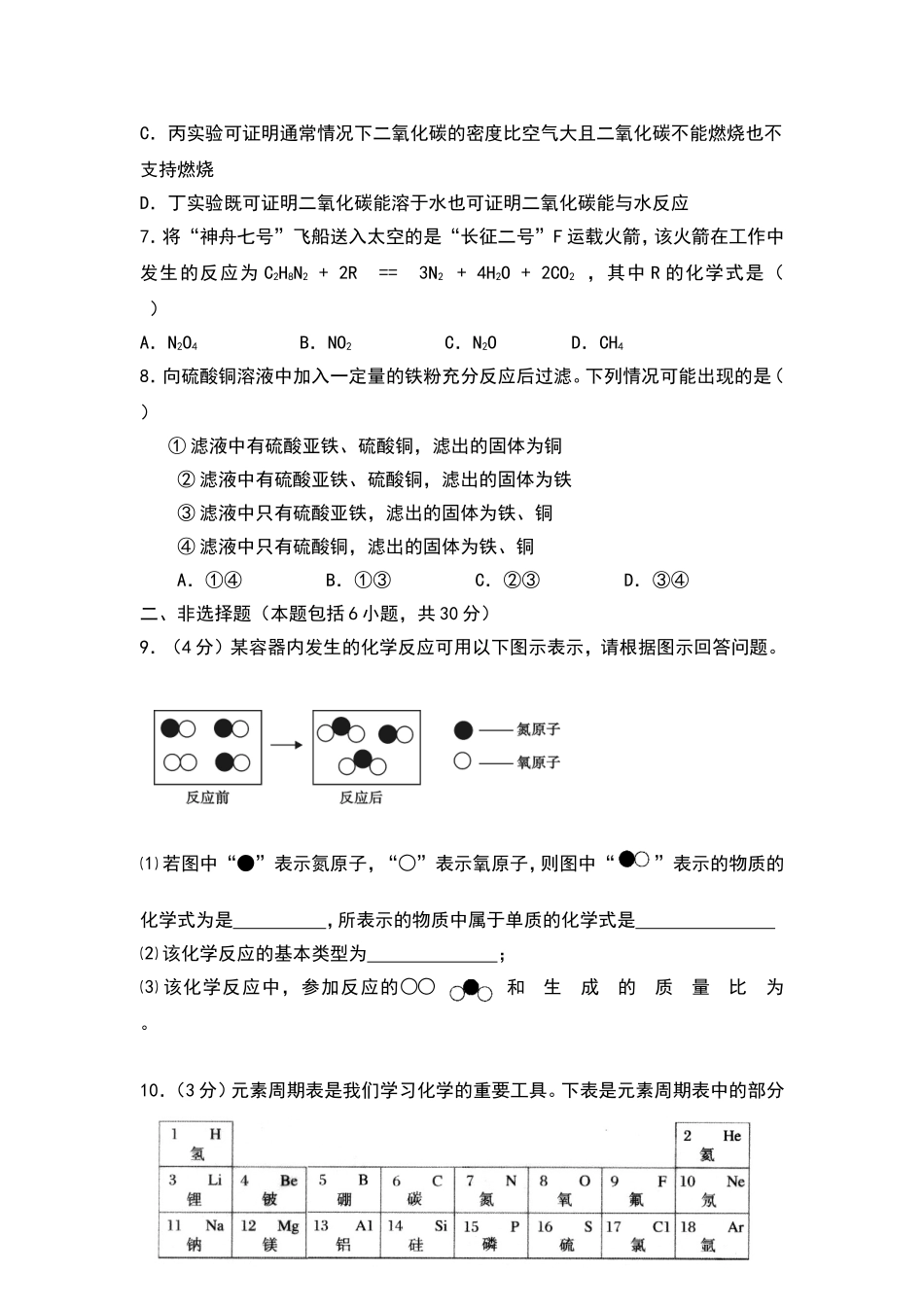 2012年武汉市元调化学试题_第2页