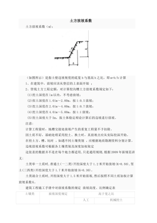 放坡系数及土方放坡计算公式