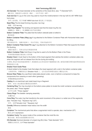 轮胎专用模具术语(中英文对照)