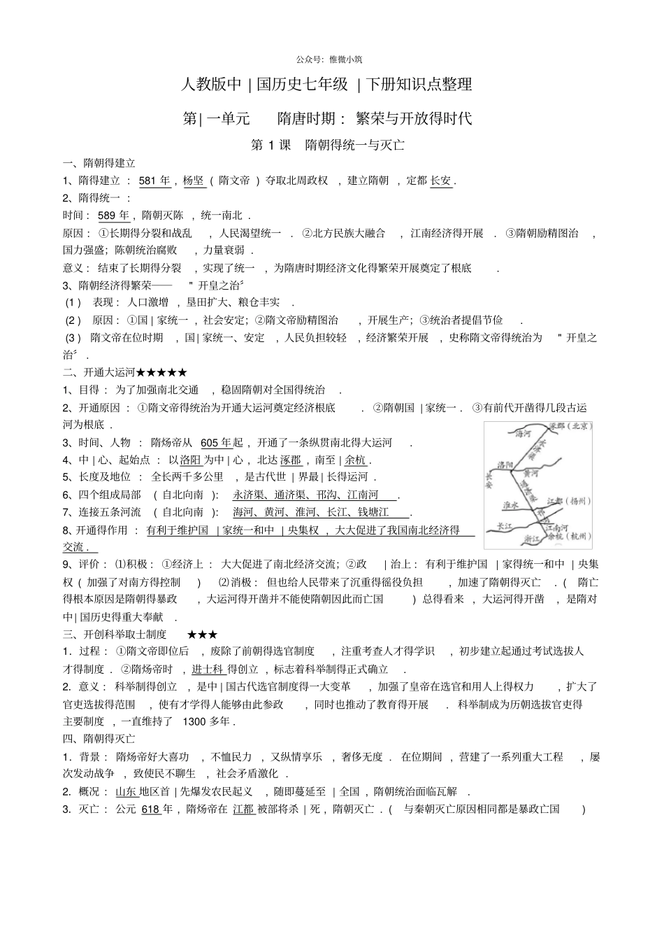 人教部编版历史七年级下册全册-知识点整理_第1页