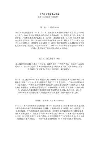 世界十大顶级瓷砖品牌