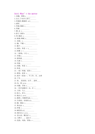2014年春人教版最新八年级英语下册《Unit1What’tthematter》单词默写