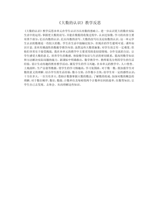 《大数的认识》教学反思