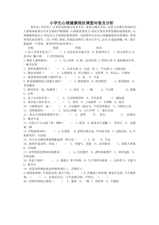 小学生心理健康调查问卷 (5)