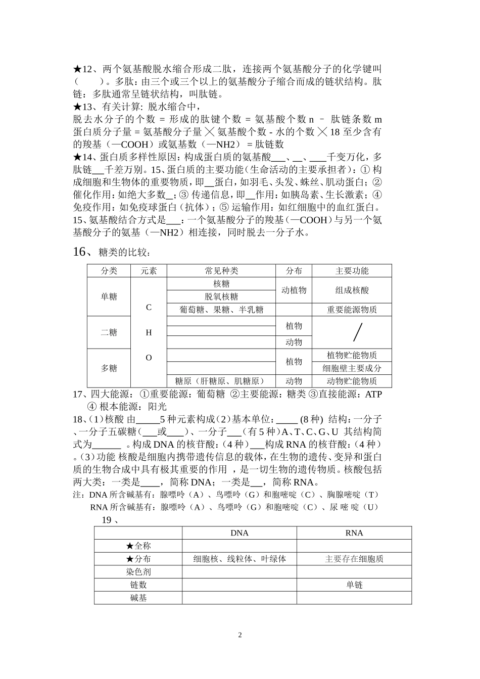 生物必修一1-4章填空_第2页