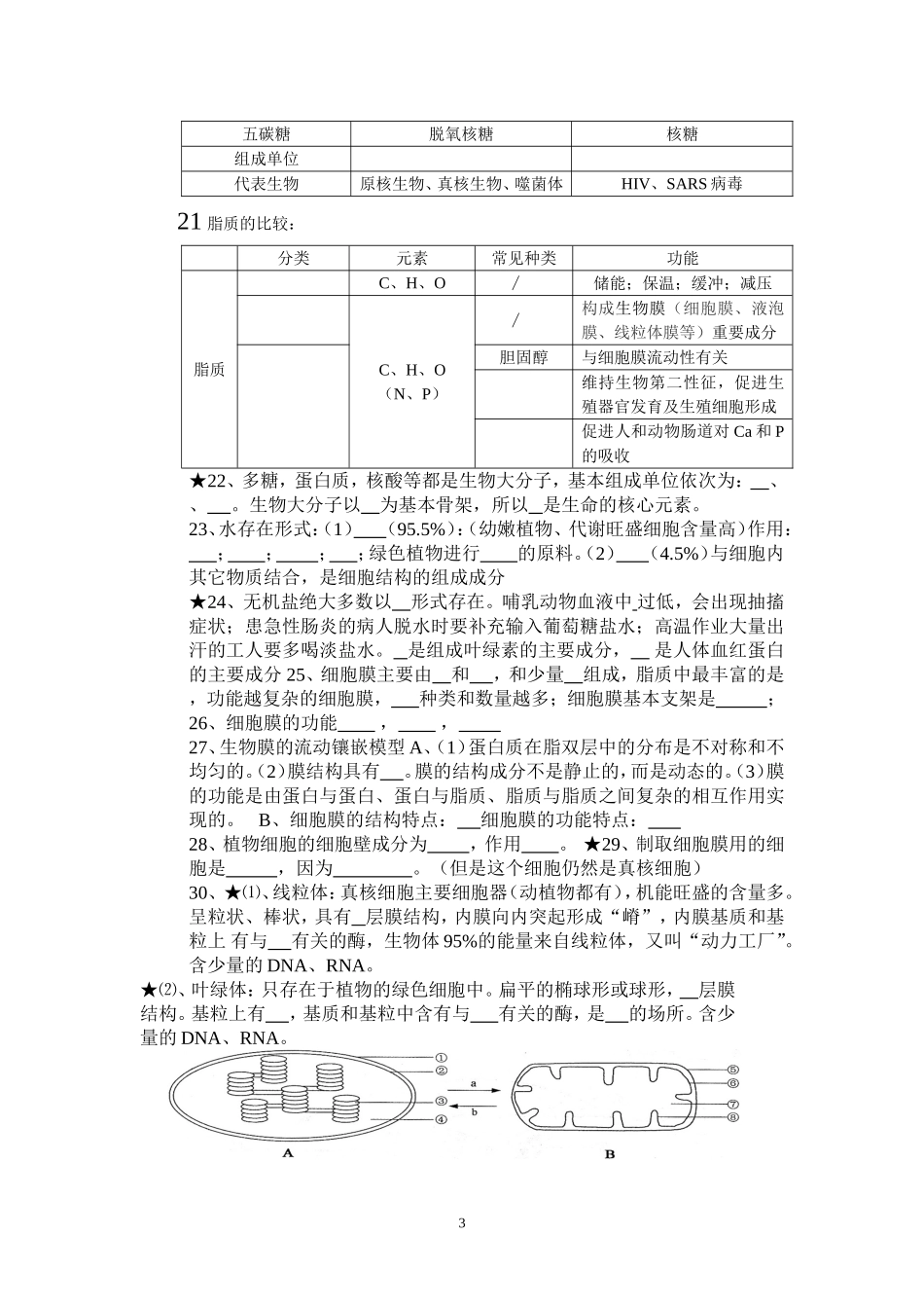 生物必修一1-4章填空_第3页