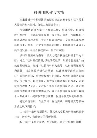 科研团队建设方案