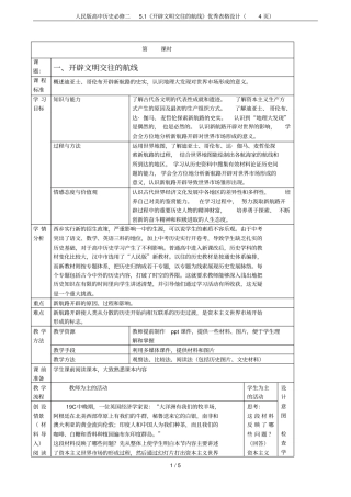 人民版高中历史必修二1开辟文明交往的航线优秀表格设计4