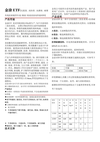 无震荡高防滑抗磨损重载型车道路面高性能材料说明书金涂ETF(国内)