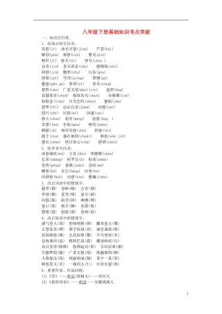 【聚焦中考】2015年中考语文专项复习八下基础知识考点突破