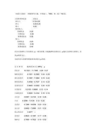 岩土弹性模量与泊松比