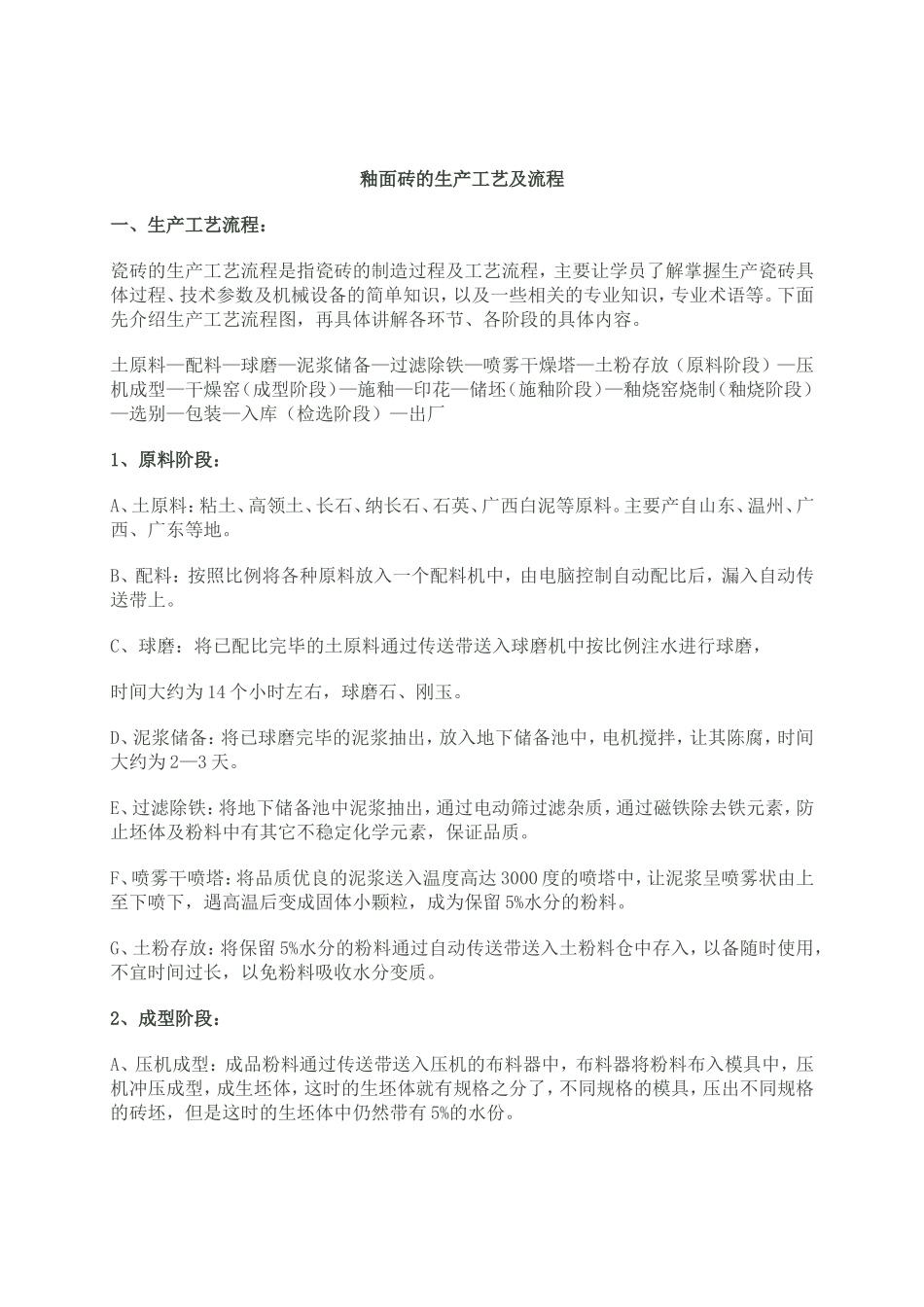 釉面砖的生产工艺_第1页