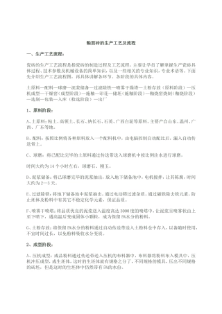 釉面砖的生产工艺