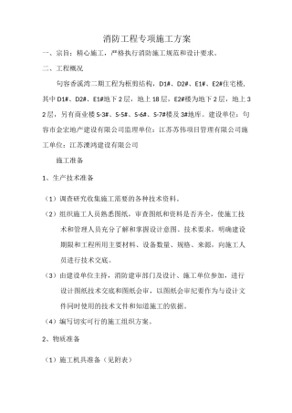 消防工程专项施工方案