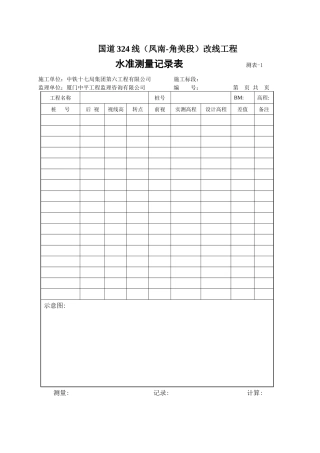 挖方路基测量表