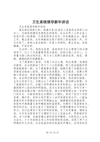 卫生系统领导新年讲话发言