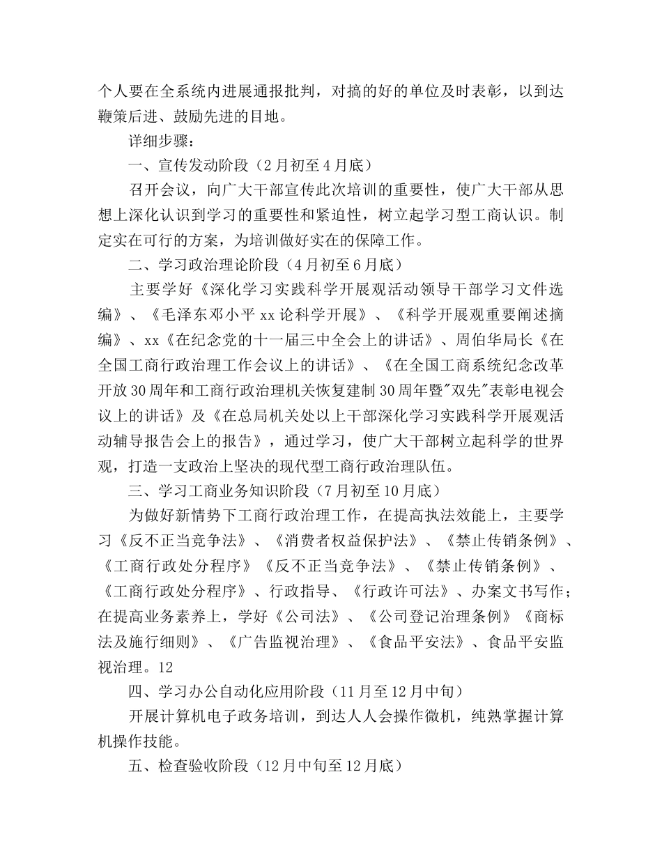 工商局新一轮大规模培训干部年度培训方案 _第3页