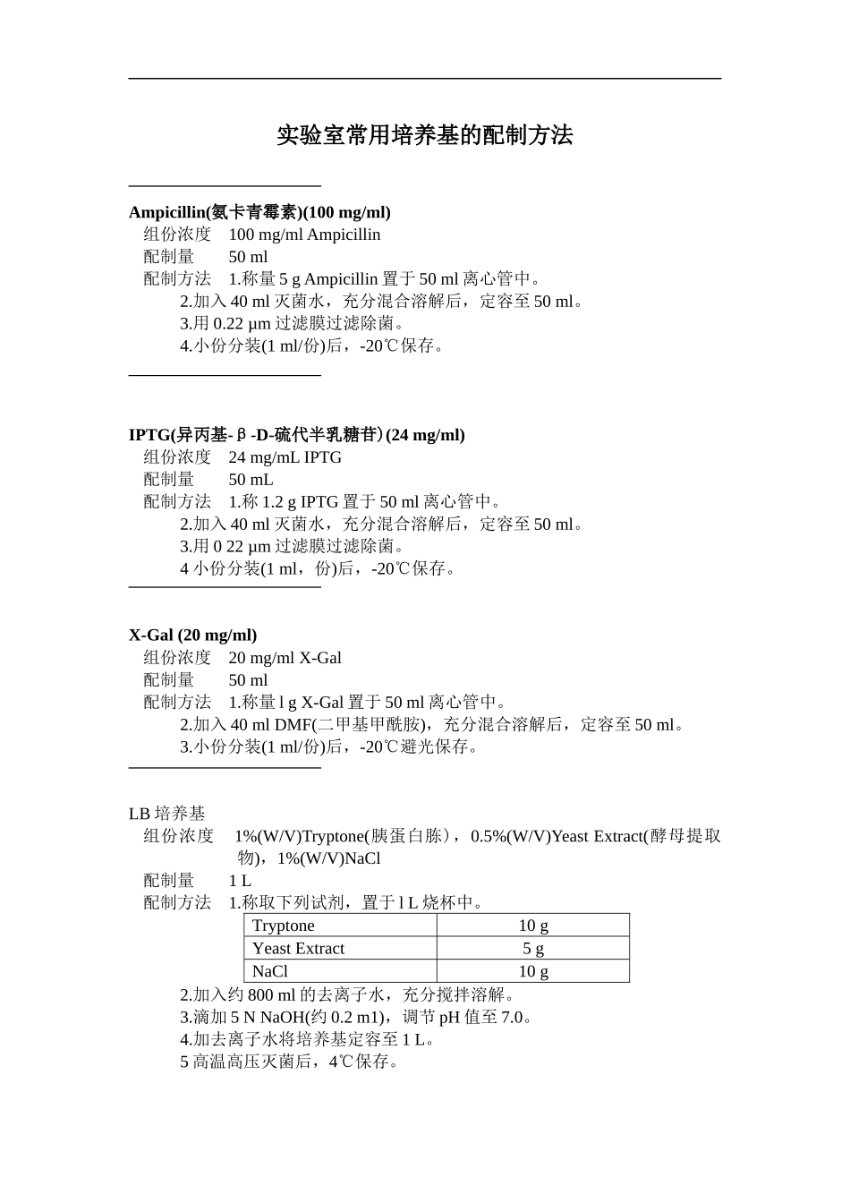 实验室常用培养基的配制方法_第1页