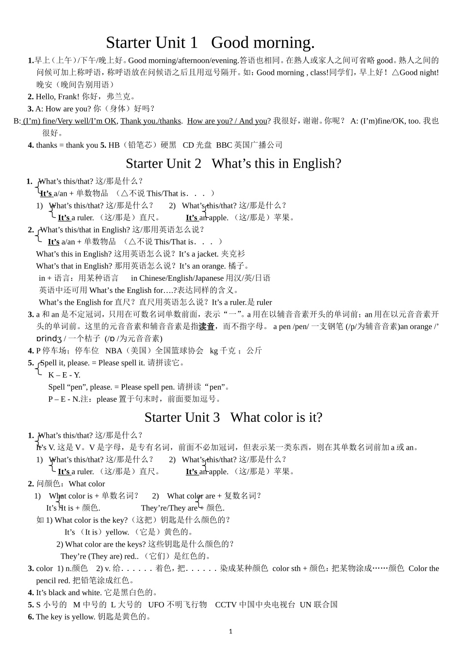2013新人教版英语七年级上册知识点_第1页
