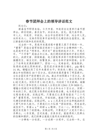 春节团拜会上的领导讲话发言范文