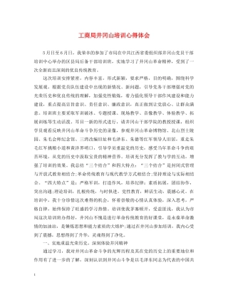 工商局井冈山培训心得体会 