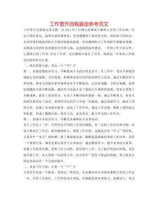 工作晋升自我鉴定参考范文 