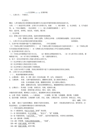 人类行为与社会环境知识要点复习