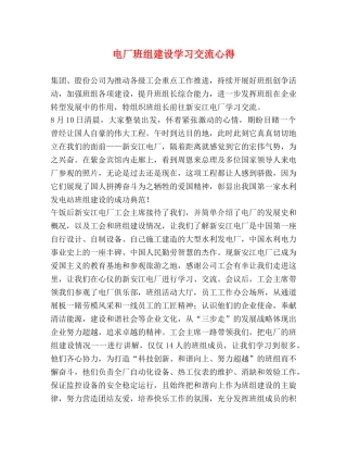 电厂班组建设学习交流心得 