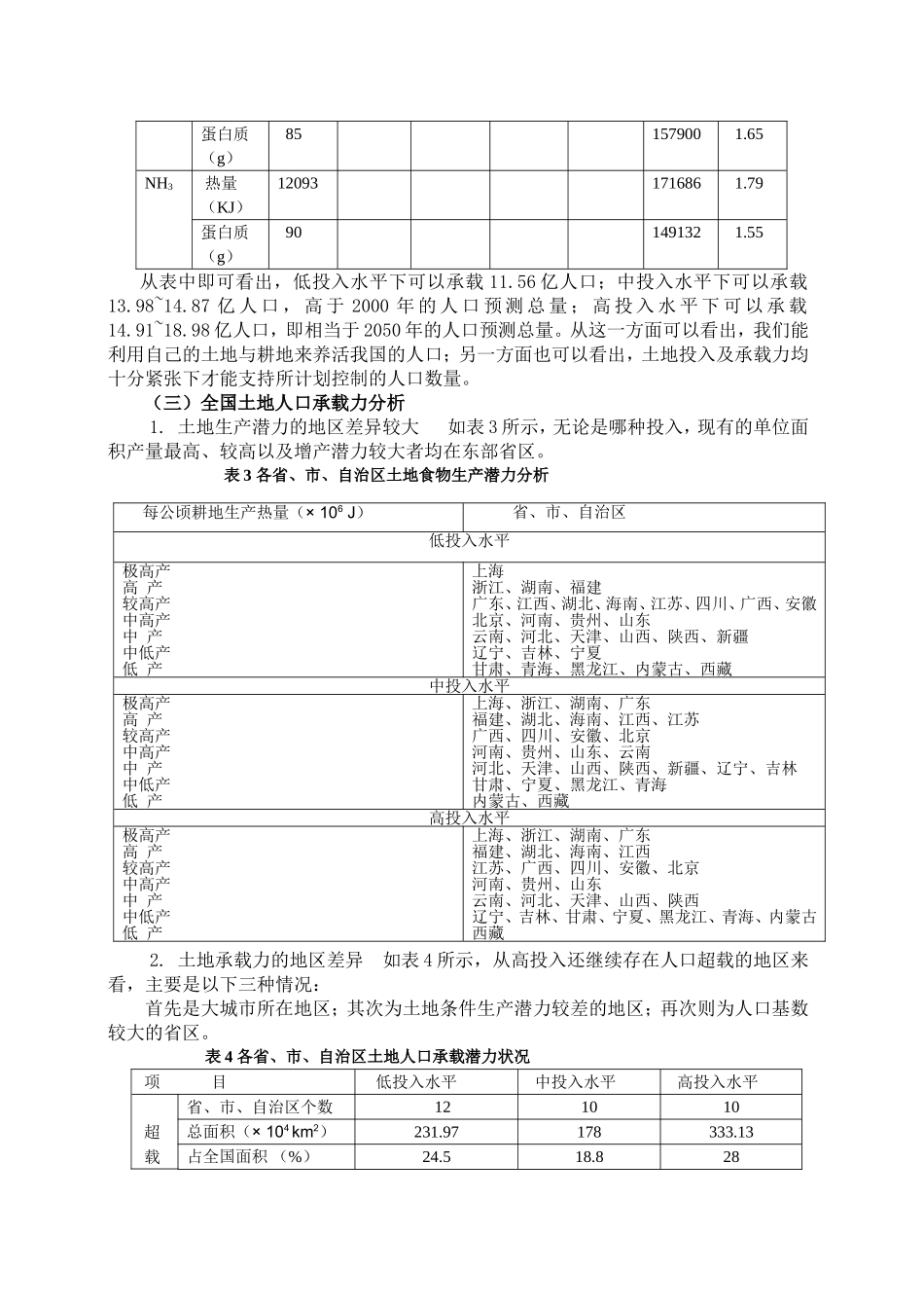 中国土地人口承载力计算及分析_第3页