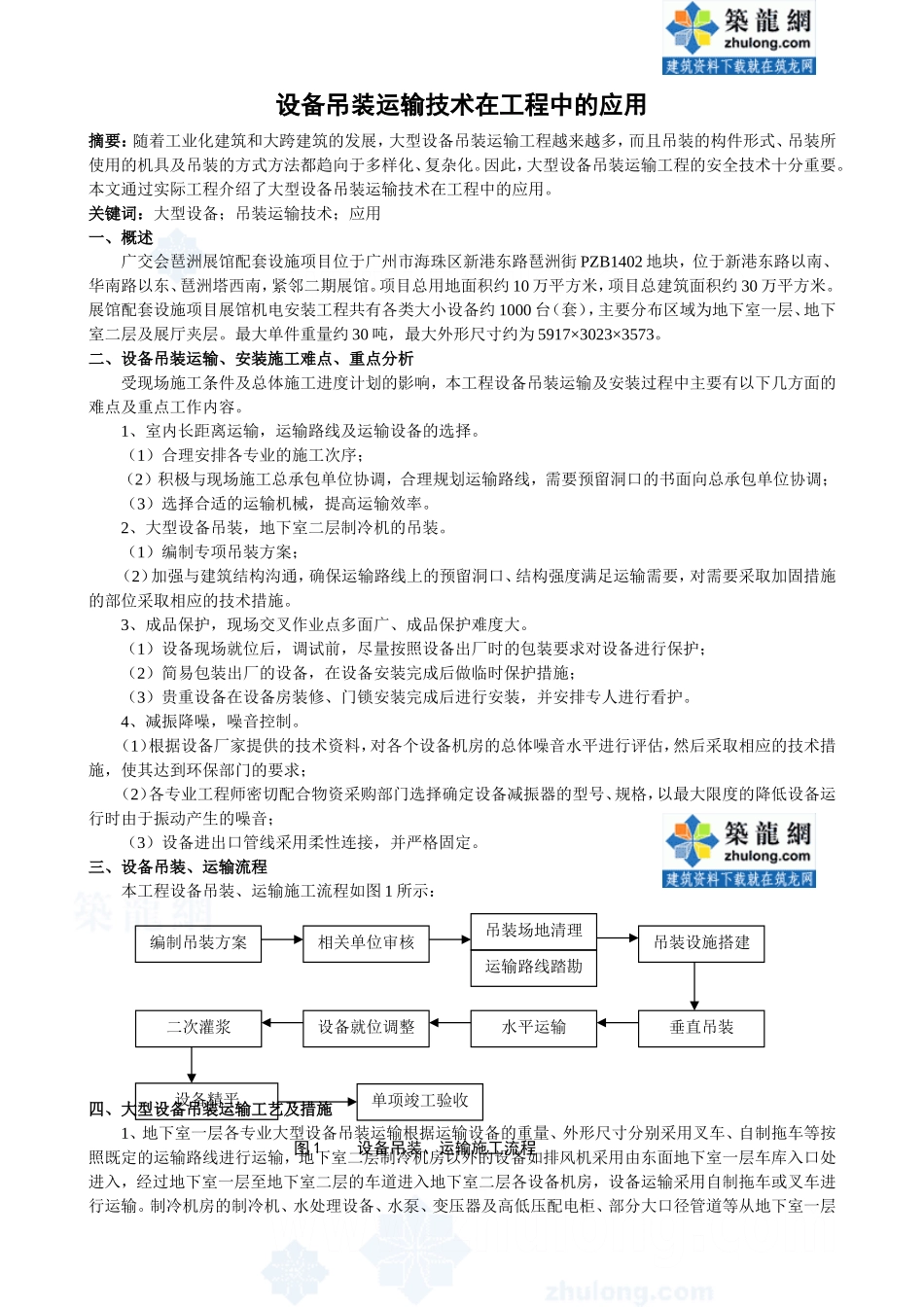 设备吊装运输技术在工程中的应用_第1页