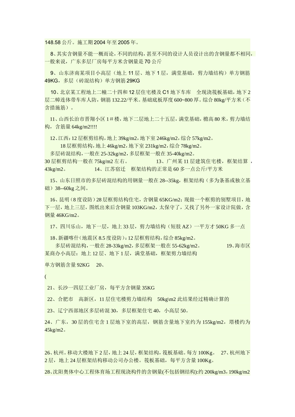 全国建筑物钢筋含量的整理_第2页