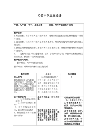 对外开放的基本国策教案