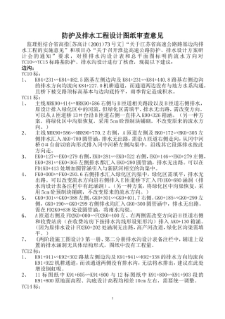 防护及排水工程设计图纸审查意见