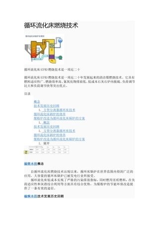 循环流化床燃烧技术