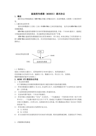 温湿度传感器(MODBUS)通讯协议