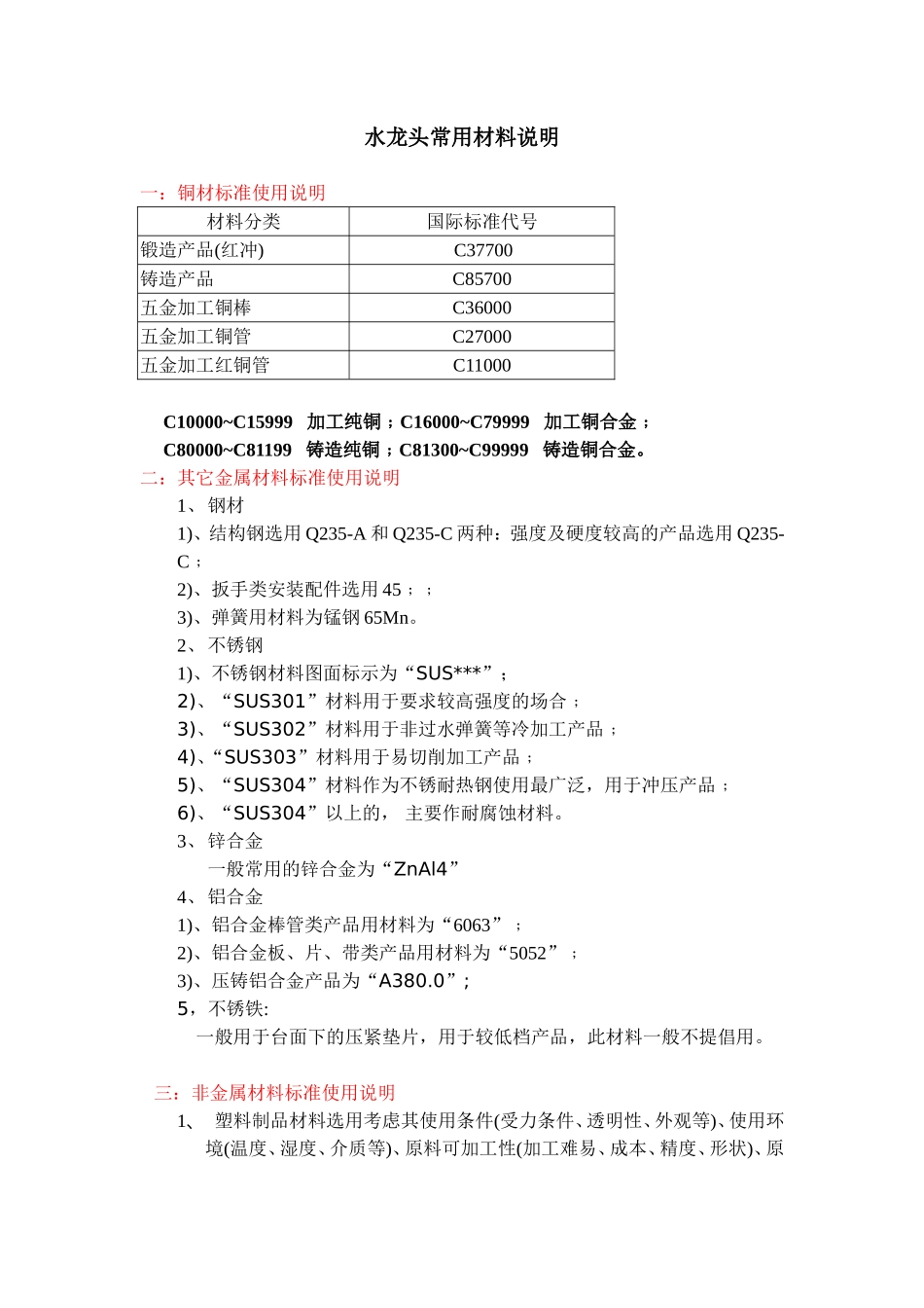 水龙头常用材料及质量标准要求_第1页